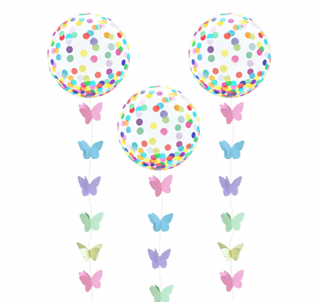 DEKORACJA WISZĄCA MOTYLKI PASTELOWE 200 CM