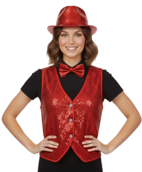 KAMIZELKA CZERWONA CEKINOWA