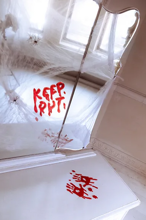 ŻELOWE NAKLEJKI NA OKNO CZERWONE KEEP OUT