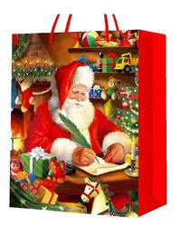 TOREBKA PREZENTOWA ŚWIĘTY MIKOŁAJ BROKATOWA 26 X 32 X 10 CM