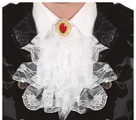 BIAŁY KORONKOWY ŻABOT Z KAMIENIEM