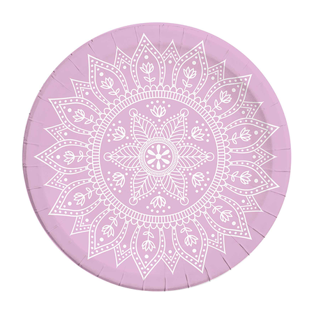 ZESTAW MANDALA FIOLETOWE TALERZYKI+KUBECZKI+SERWETKI