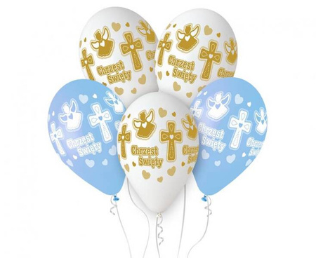 BALONY LATEKSOWE CHRZEST ŚWIĘTY CHŁOPIEC 5 SZT 