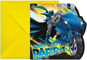 ZAPROSZENIA Z KOPERTĄ "BATMAN ROUGE RAGE", 6 szt.