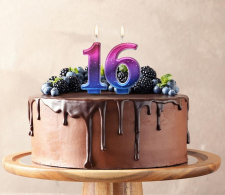 ŚWIECZKA URODZINOWA CYFRA 6 KOSMOS OMBRE 8 CM