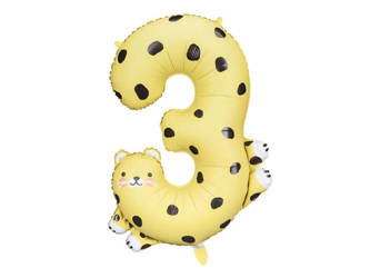 BALON FOLIOWY CYFRA 3 GEPARD 68 X 98 CM
