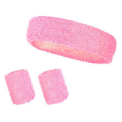 ZESTAW OPASEK JASNORÓŻOWE ŚCIĄGACZY Z FROTKI LATA 80