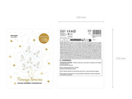 BALONY 30 CM GOŁĄB KRYSTALICZNE 6 SZT.