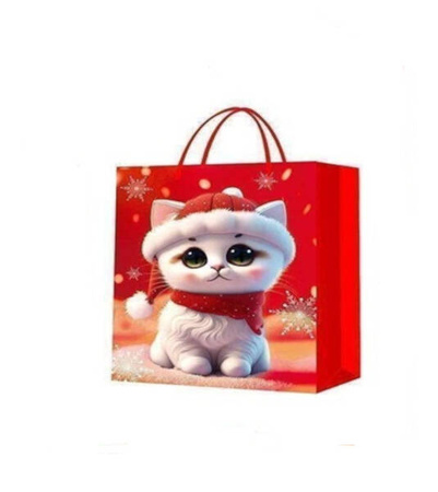 TORBA PREZENTOWA ŚWIĄTECZNA KOTEK 3D 18 X 23 x 8,5 CM