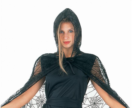 PELERYNA Z KAPTUREM PAJĘCZYNA 100 CM HALLOWEEN