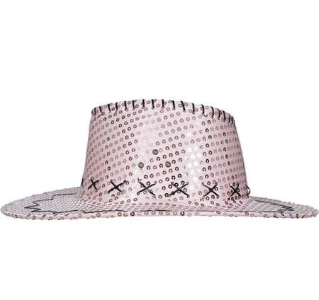KAPELUSZ KOWBOJSKI CEKINOWY RÓŻOWY