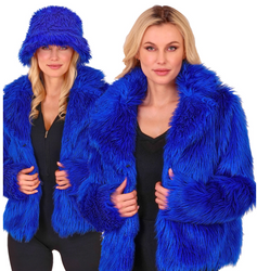 KURTKA PLUSZOWA NIEBIESKA DAMSKA