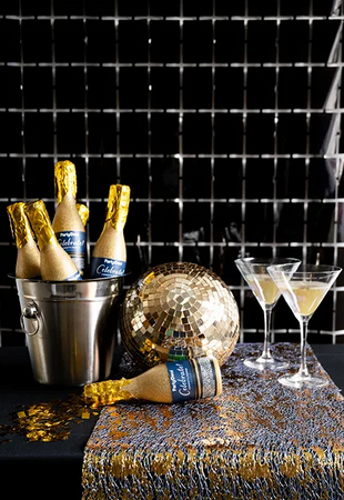 TUBA Z KONFETTI SZAMPAN 20,5 CM ZŁOTY