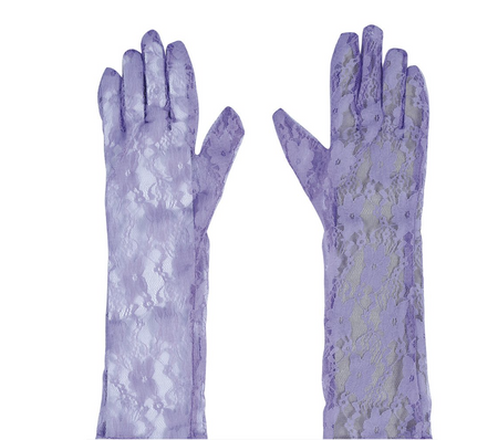 RĘKAWICZKI KORONKOWE JASNY FIOLET 40 CM