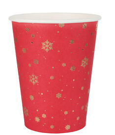 KUBECZKI CZERWONE PAPIEROWE ZŁOTE GWIAZDKI 270 ML 10 SZT