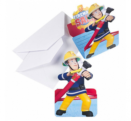 Zaproszenia z kopertą Strażak Sam 8 szt.