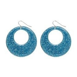 KOLCZYKI KOŁA NIEBIESKIE BROKAT