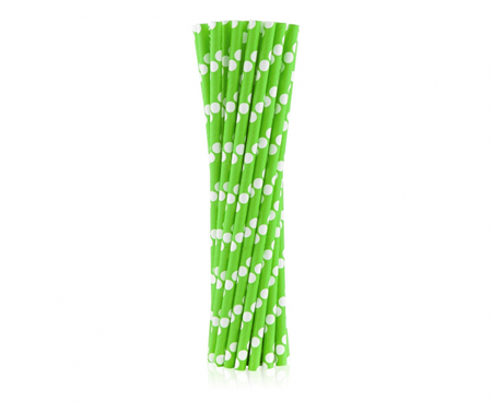 SŁOMKI PAPIEROWE ZIELONE PISTACJOWE W GROSZKI 24 SZT