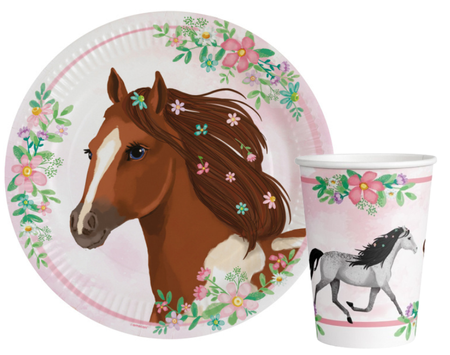 ZESTAW KONIE TALERZYKI+KUBECZKI
