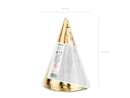 CZAPECZKI 18TH BIRTHDAY ZŁOTE, 6 SZT.