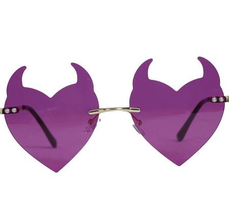 FIOLETOWE OKULARY SERCA Z ROGAMI 