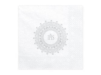 SERWETKI 33X33cm PIERWSZA KOMUNIA SREBRNE