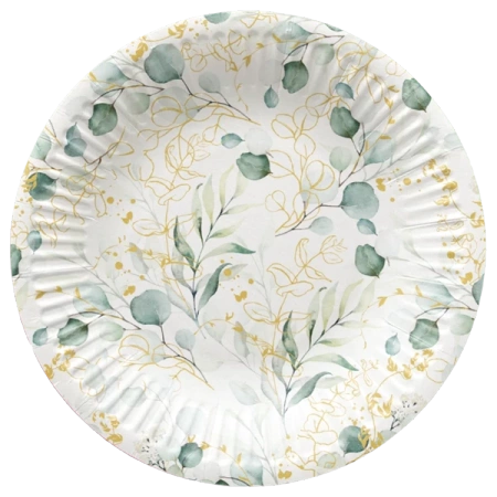 TALERZYKI PAPIEROWE KOMUNIA EUKALIPTUS 18 CM 8 SZT