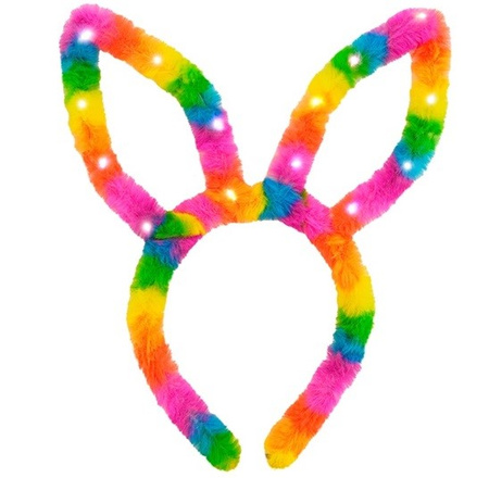 OPASKA USZY KRÓLICZKA ŚWIECĄCE TĘCZOWE USZY