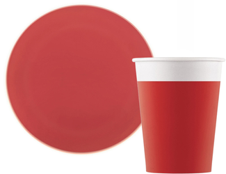 ZESTAW TALERZYKI+KUBECZKI CZERWONE