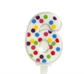 Swieczka Confetti Cyfra 6, 6.5 cm
