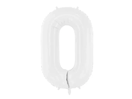 BALON FOLIOWY BIAŁY CYFRA 0