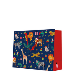 TORBA PREZENTOWA ŚWIĄTECZNE ZWIERZĘTA FIOLETOWA 33 X 26 X 13 CM