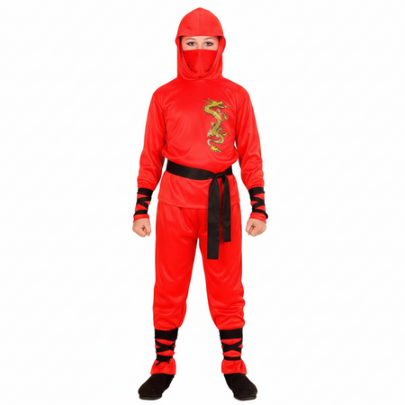 ZESTAW: STRÓJ NINJA CZERWONY 116 + NUNCZAKO