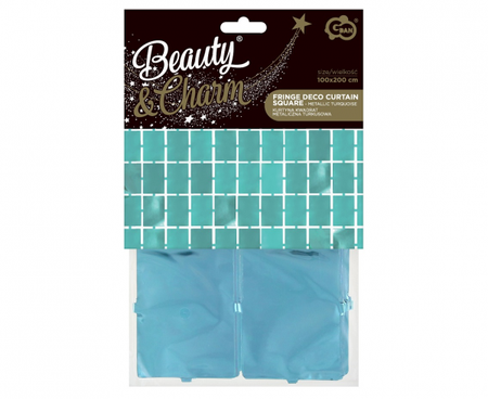 KURTYNA KWADRAT METALICZNA TURKUSOWA 100 X 200 CM