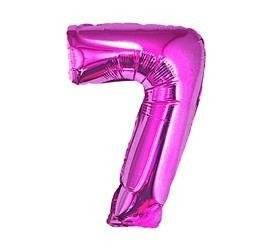 BALON FOLIOWY 35cm, CYFRA 7 RÓŻOWA