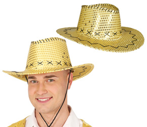 KOWBOJSKI KAPELUSZ CEKINOWY ZŁOTY