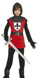 STRÓJ RYCERZA CZARNO-CZERWONY DZIECIĘCY