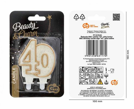 ŚWIECZKA URODZINOWA ZŁOTA 40
