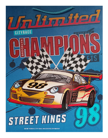 TORBA PREZENTOWA WYŚCIGI GRANATOWA 26 X 32 X 10 CM