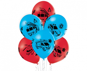 BALONY LATEKSOWE BELBAL STRAŻ POLICJA NA RATUNEK 30 CM 6 SZT