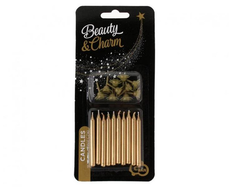 ŚWIECZKI URODZINOWE ZŁOTE 10 SZT 10 CM 