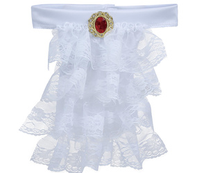 BIAŁY KORONKOWY ŻABOT Z KAMIENIEM