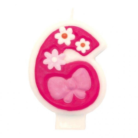 ŚWIECZKA CYFRA 6 RÓŻOWA
