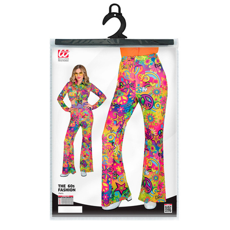 SPODNIE HIPISKI KOLOROWE KWIATY 