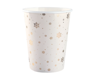 KUBECZKI PAPIEROWE ZŁOTE GWIAZDKI KOŚĆ SŁONIOWA 270 ML 10 SZT