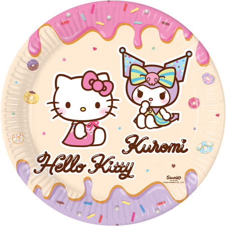 ZESTAW HELLO KITTY I KUROMI TALERZYKI+KUBECZKI+SERWETKI