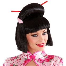 PERUKA CHINKA Z RÓŻOWYM KWIATKIEM