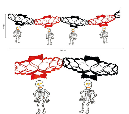 GIRLANDA PAPIEROWA NIETOPERZE SZKIELETOR 15x200 CM