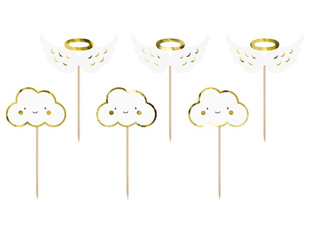 DEKORACJE DO MUFFINEK CHMURKI SKRZYDŁA 6 SZT