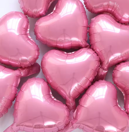 BALON FOLIOWY NA PATYCZKU SERCE RÓŻOWY 10 CM
